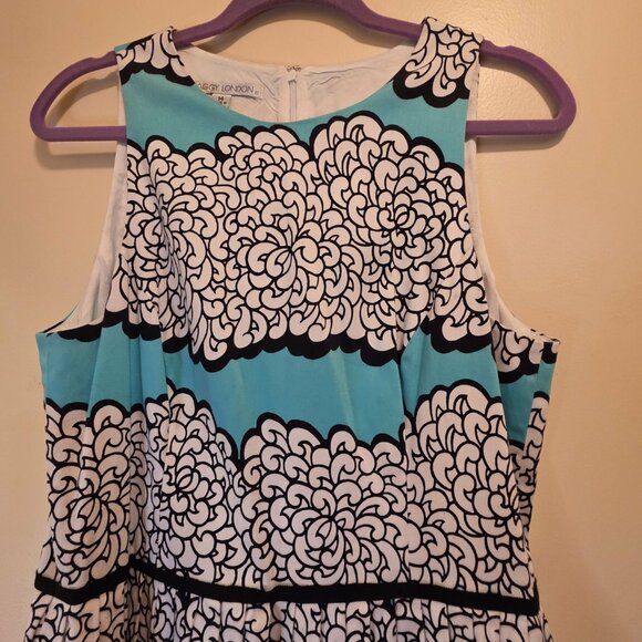Maggy London Turquoise / Black / White Dress with Pockets 14 - Picture 2 of 8